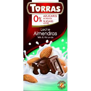 TORRAS MANDULÁS TEJCSOKOLÁDÉ HOZZÁADOTT CUKOR NÉLKÜL 75 GR (GLUTÉNMENTES) - 100606045.MANDULÁS