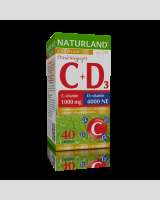 NATURLAND C-VITAMIN 1000MG + D3 VITAMIN 4000 NE TABLETTA 40 DB  - 050108005