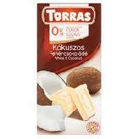 TORRAS KÓKUSZOS FEHÉRCSOKOLÁDÉ HOZZÁADOTT CUKOR NÉLKÜL 75 GR (GLUTÉNMENTES) - 100606045.KÓKUSZFEHÉR