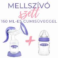 LANSINOH KÉZI MELLSZÍVÓ 2 FÁZISÚ+ 1DB 160 ML CUMISÜVEG - 431208013