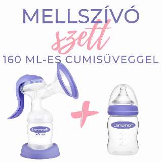 LANSINOH KÉZI MELLSZÍVÓ 2 FÁZISÚ+ 1DB 160 ML CUMISÜVEG - 431208013