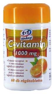 1X1 VITADAY C-VITAMIN RÁGÓTABLETTA NARANCSOS 1000 MG  60 DB VEGÁN - 050101008